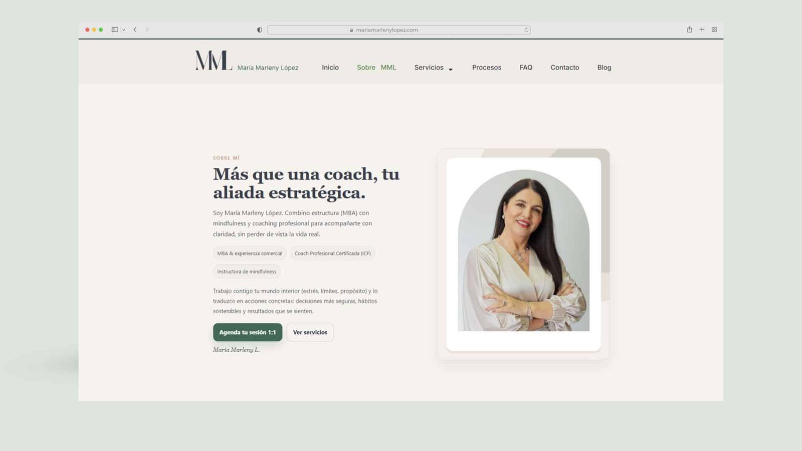 Diseño web para la marca personal de María Marleny López