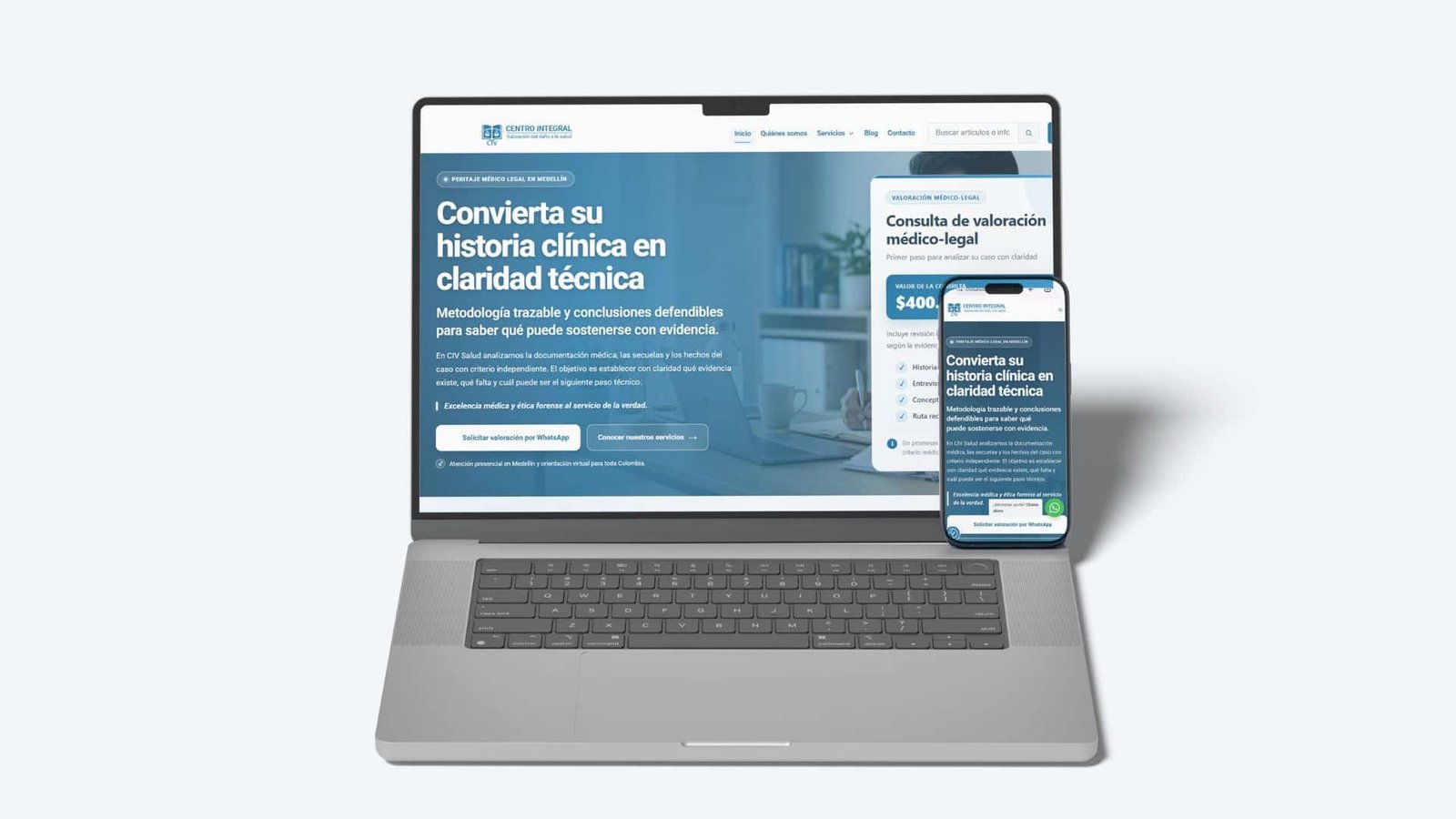 Rediseño web responsive de CIV Salud para servicios médico-legales