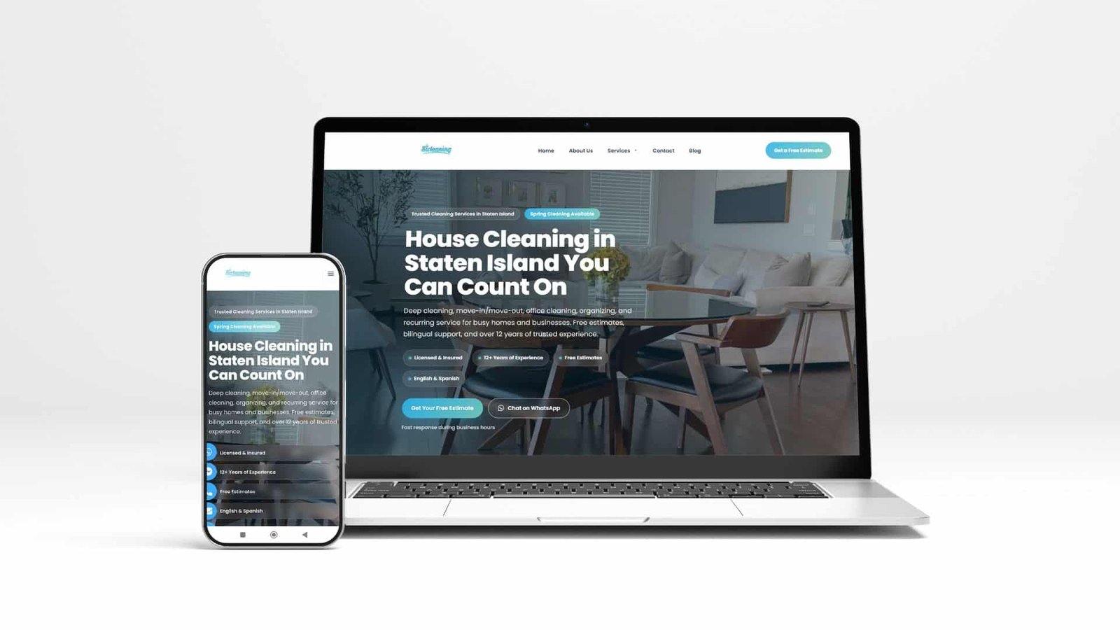 Diseño web responsive para empresa de limpieza en Staten Island, Estados Unidos