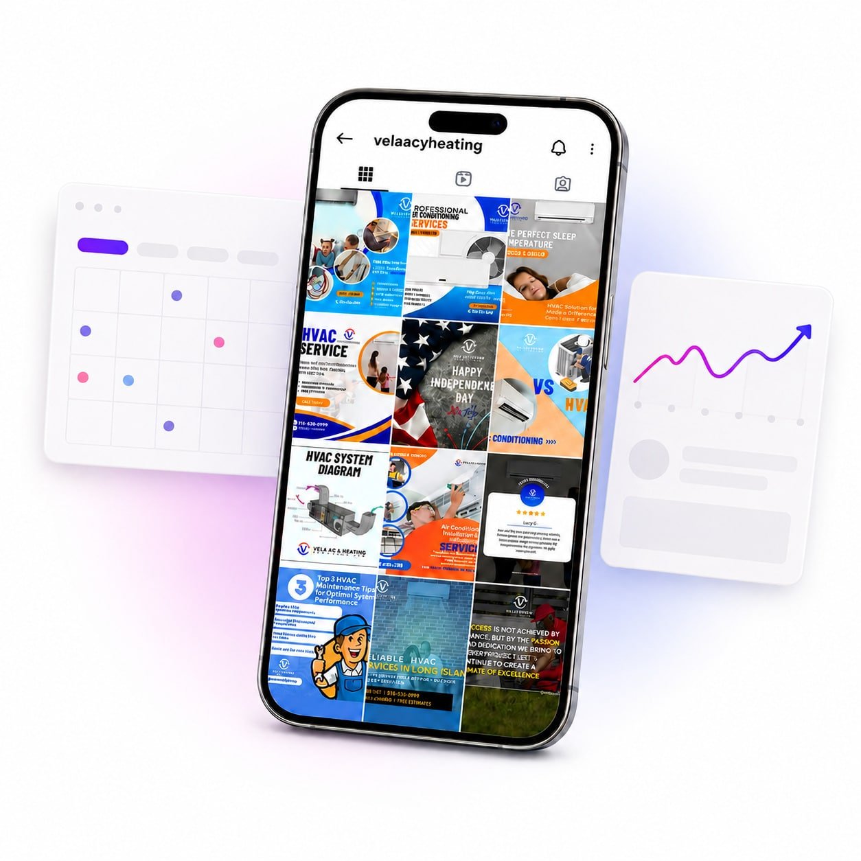 Gestión de redes sociales para empresas aplicada al contenido de Vela AC & Heating por Gráfico Yus