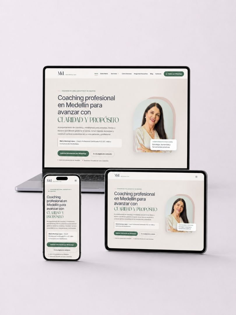 Mockup responsive de sitio web profesional diseñado por Gráfico Yus