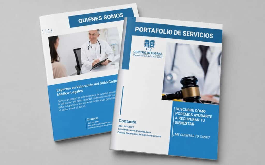 Portafolio corporativo de CIV Salud diseñado por Gráfico Yus